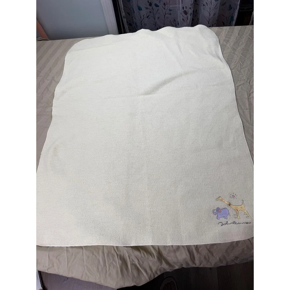 Carters John Lennon Real Love Baby Blanket Giraffe Elephant pale yellow Fleece